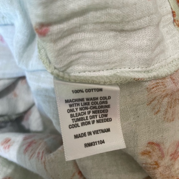 Wonderly Floral Puff Sleeve Mini Dress Green Orange Daisy Cotton Cottagecore PS - Picture 4 of 4